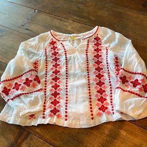 Mini Boden, embroidered, peasant top.
